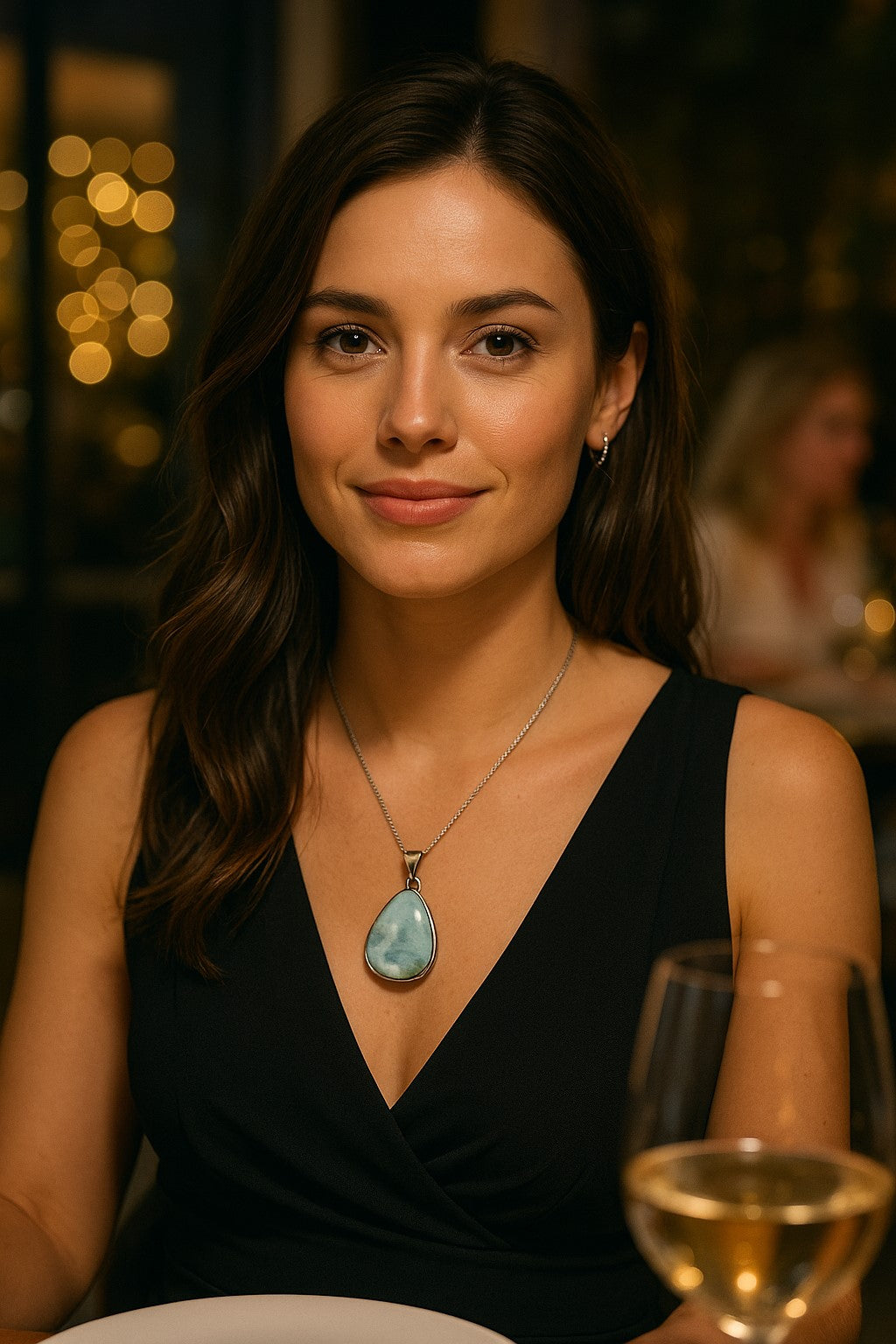 925 Sterling Silver Larimar Pendant 