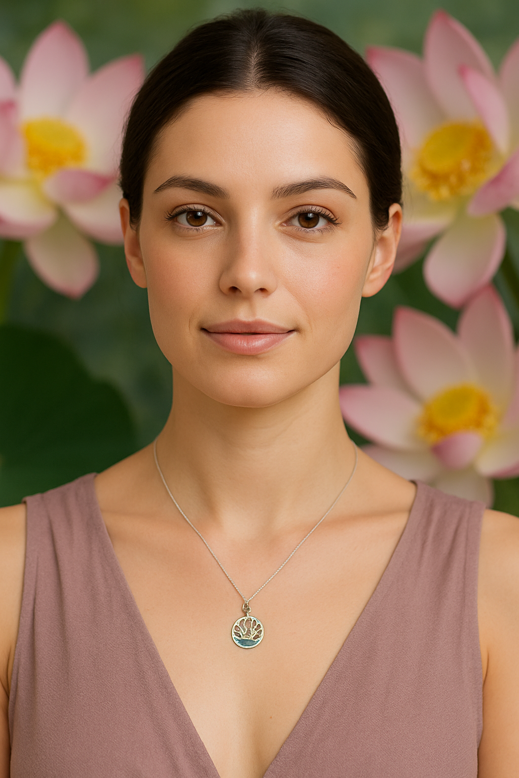 925 Sterling Silver Lotus Flower Pendant 