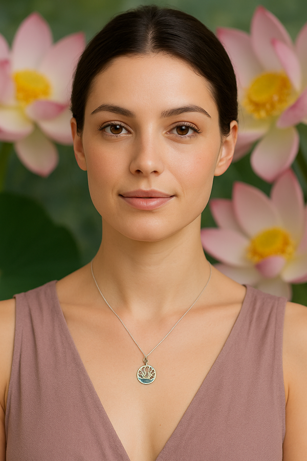 925 Sterling Silver Lotus Flower Pendant – Lotus Round Cutout Design