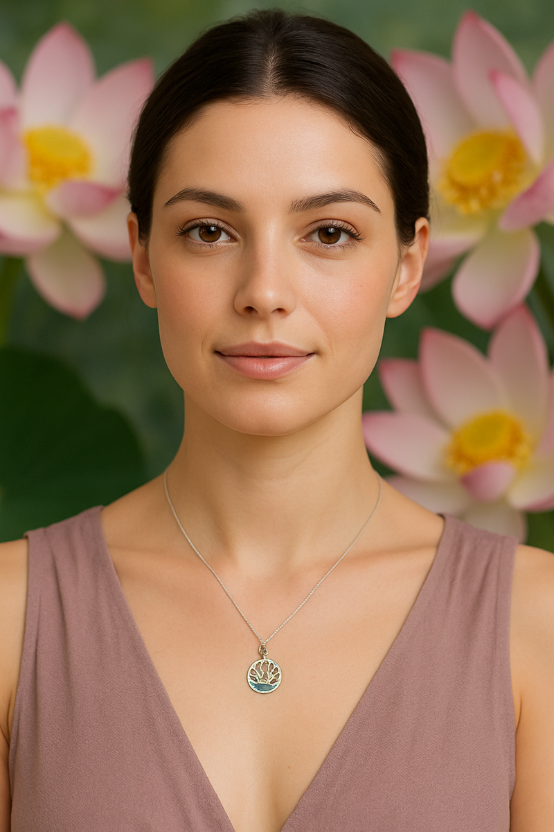 925 Sterling Silver Lotus Flower Pendant – Lotus Round Cutout Design