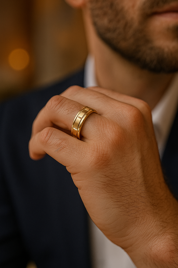 Men’s Gold Color Ring| Tarnish-Free Stainless Steel Band
