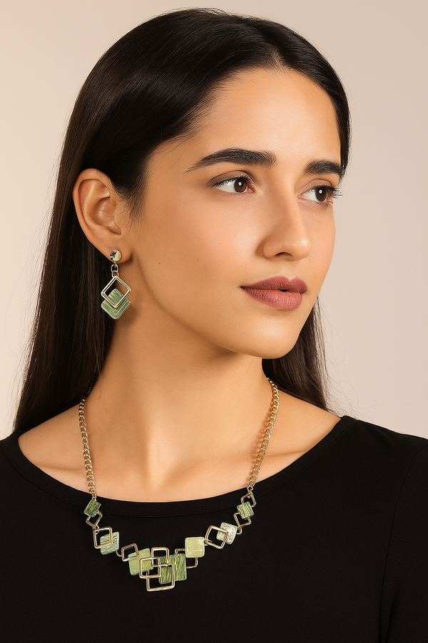 Elegant Zinc Alloy Necklace & Earrings Set | Adjustable Jewelry