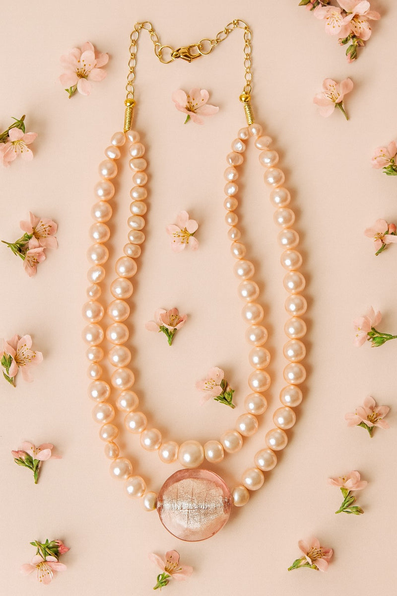 One-of-a-Kind Pink Murano & Mother of Pearl Double-Strand Necklace
