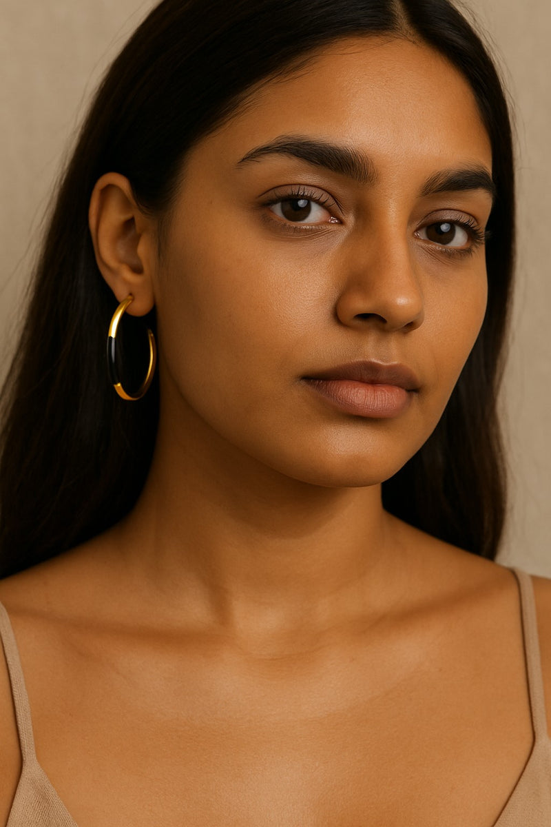 Mia Black Accent Earrings | PVD Gold Stainless Steel Jewelry