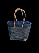 Handwoven Fair Trade Basket with Jeans – Eco Tote from Madagascar

