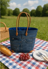 Handwoven Fair Trade Basket with Jeans – Eco Tote from Madagascar

