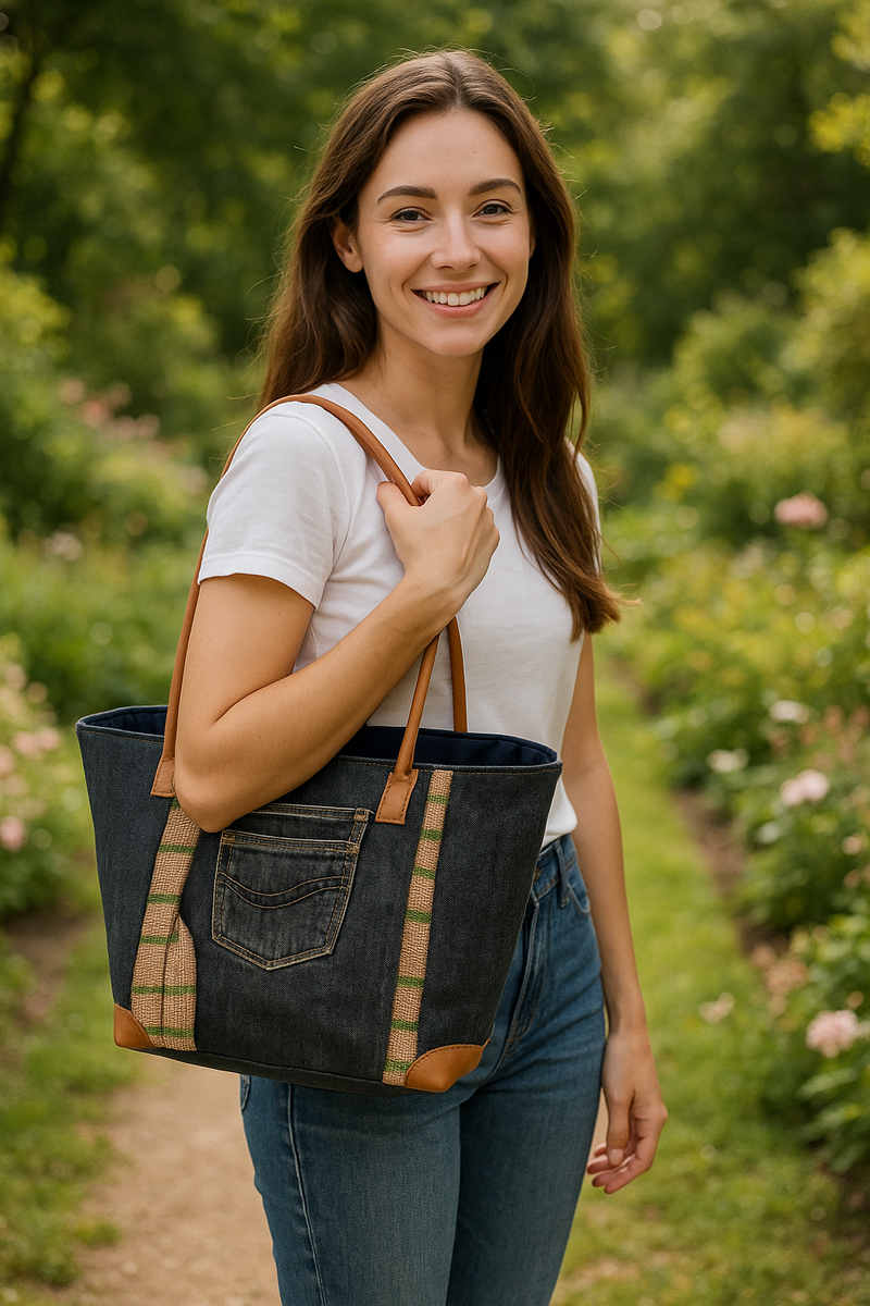 Turquoise Ribbon Handmade Fair Trade Basket – Medium Eco Tote from Madagascar

