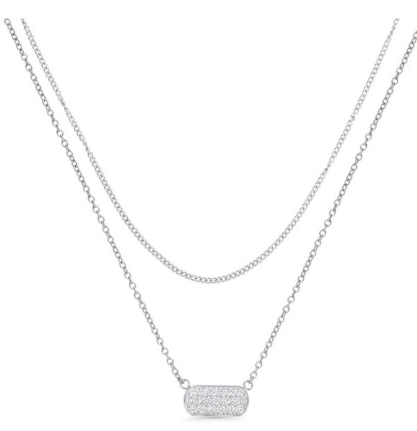 Stainless steel  3A cubic zirconia necklace