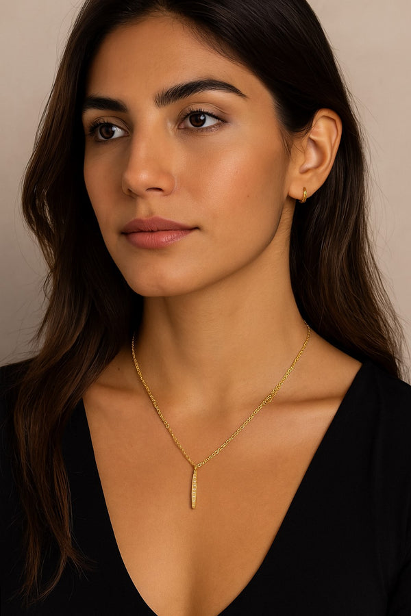 Mia PVD Gold-Plated Necklace with Cubic Zirconia Pendant