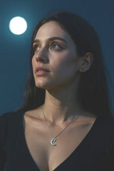 925 Sterling Silver Moon Necklace with Zircon Gemstones
