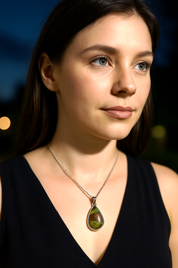 925 Sterling Silver Gaspesite Pendant (Without chain)