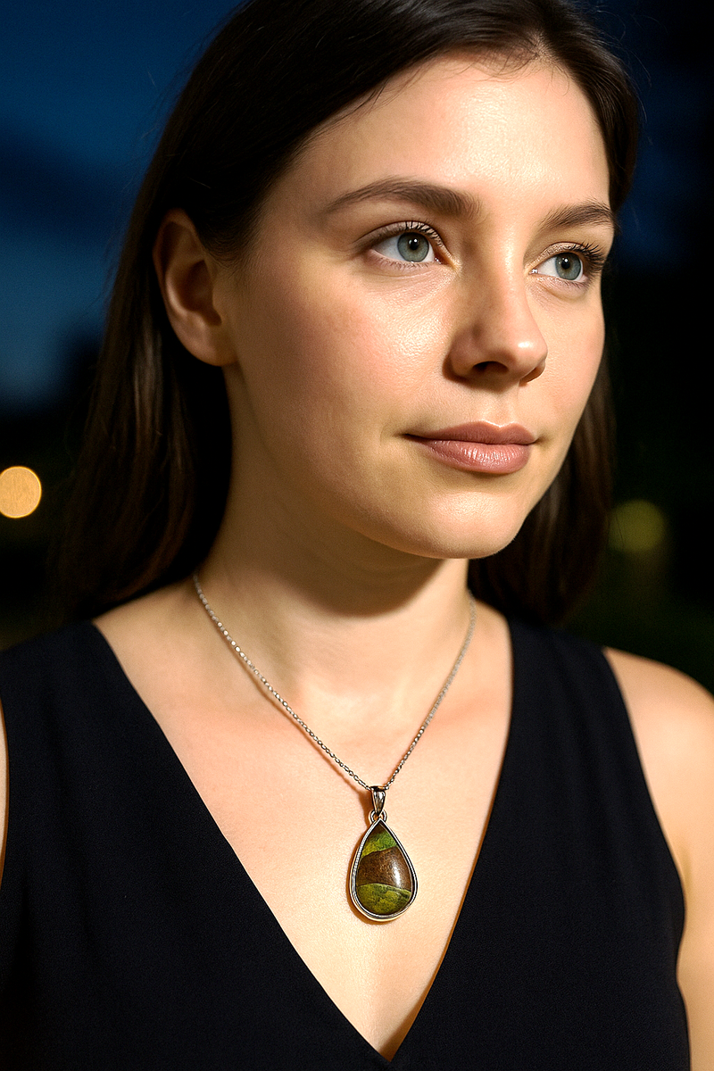 925 Sterling Silver Gaspesite Pendant (Without chain)