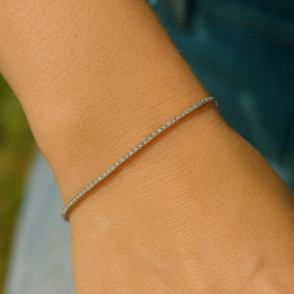Sterling Silver Tennis Bracelet – Elegant Cubic Zirconia Bracelet for Women | Minimalist Luxury Jewelry