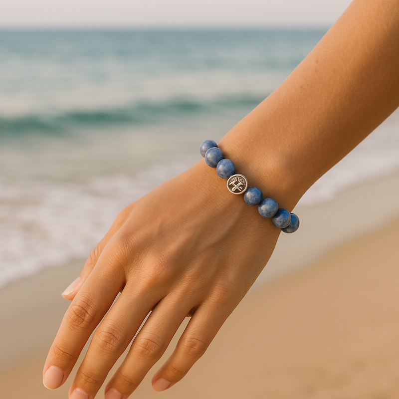 Sodalite Natural Stone Bracelet | Elastic Charm Jewelry