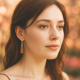 925 Sterling Silver Drop Earrings with Amber Stone