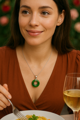 925 Sterling Silver Jade Circle Pendant (Without chain)