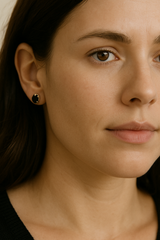 925 Sterling Silver Crystal Black Stone Earrings