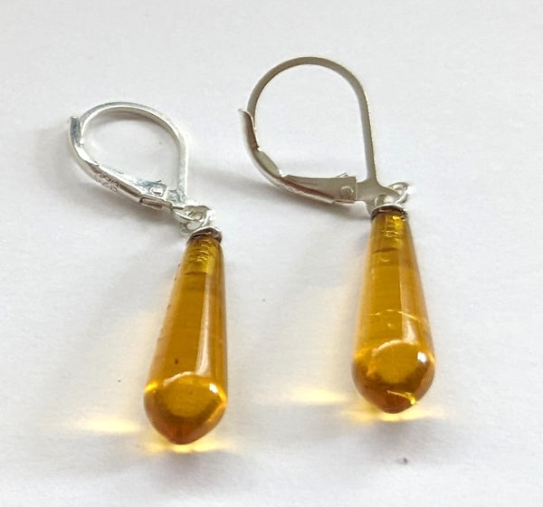 sterling silver earrings with amber stones