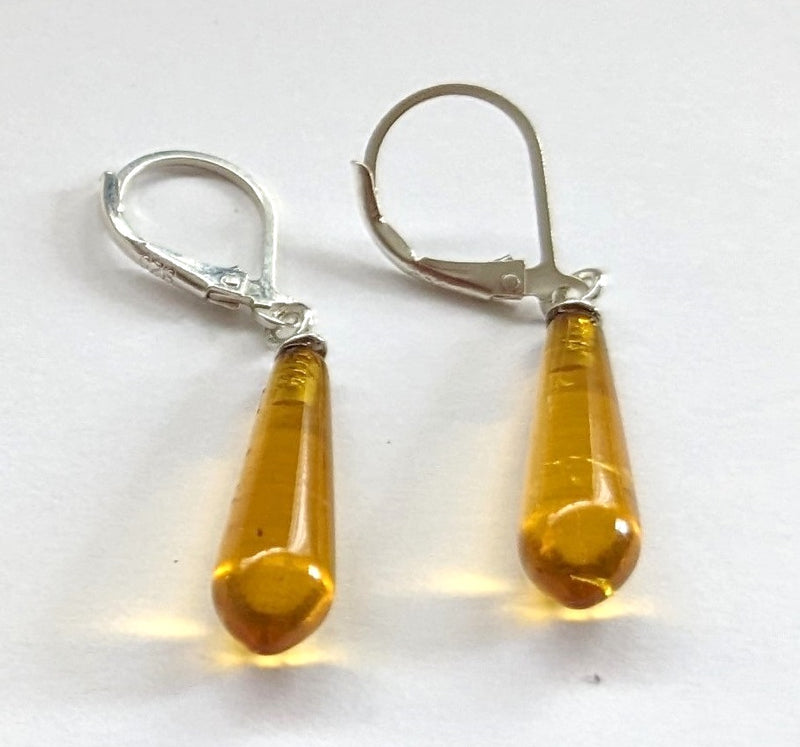 sterling silver earrings with amber stones