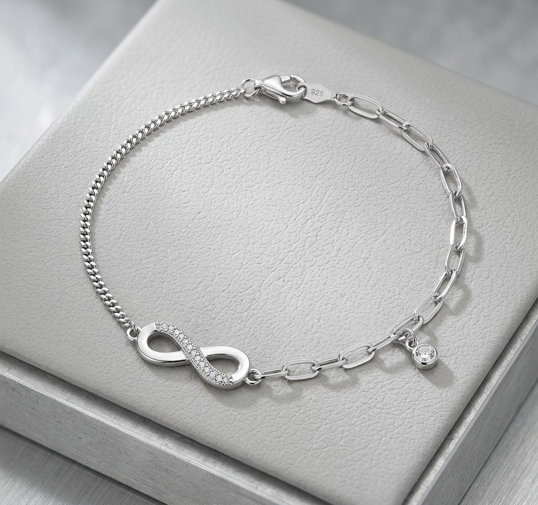 925 Sterling Silver Infinity Bracelet for Women | Cubic Zirconia