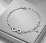 Infinity Love 925 Sterling Silver Bracelet with Cubic Zirconia