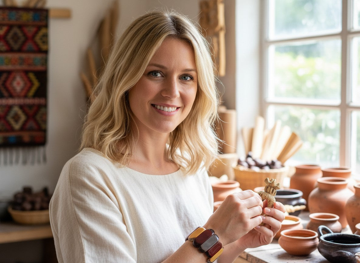 Handmade fair trade tagua bracelet, eco-friendly jewelry from Ecuador
