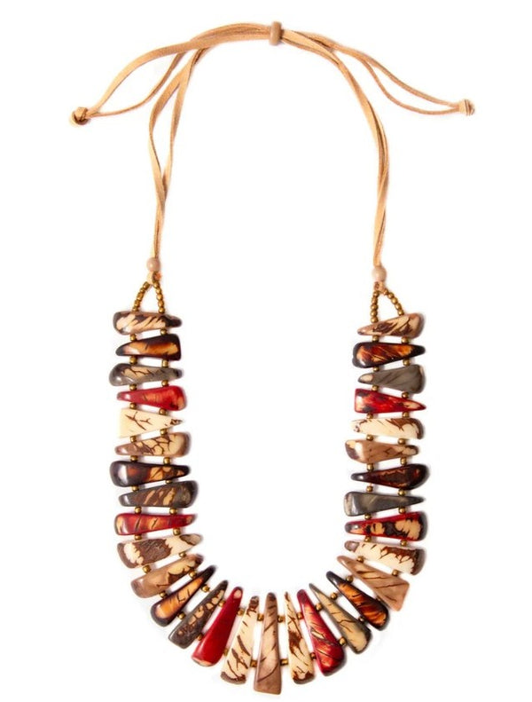 Ursula Tagua Nut Necklace| Orange Combo Handmade