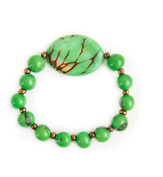 Lupe Green Tagua Nut Bracelet with Acai Berries