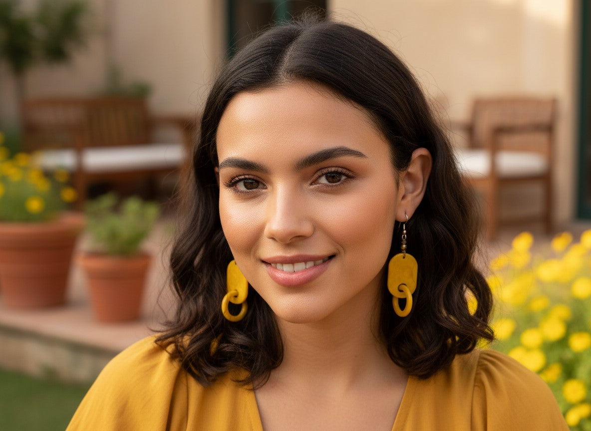 Handmade fair trade tagua earrings, eco-friendly jewelry from Ecuador