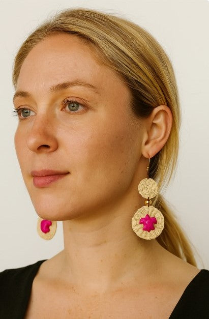 Penny Tagua Earrings | Fuchsia