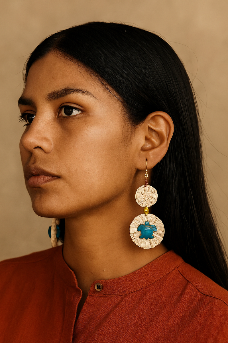 Penny Tagua Earrings| Straw & Tagua Jewelry