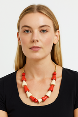 Milos Tagua Necklace |Poppy Coral & Ivory