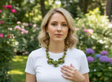 Handmade fair trade green tagua necklace, eco-friendly jewelry from Ecuador