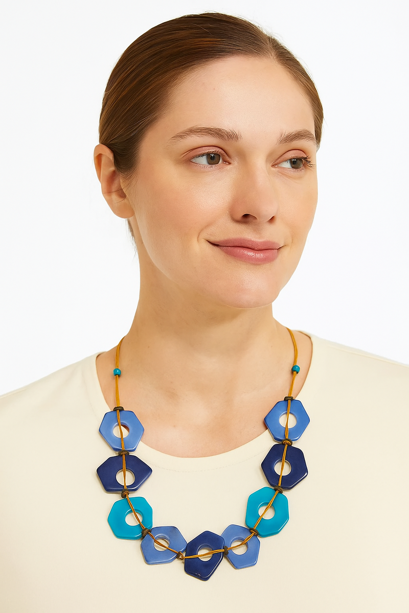 Aruba Tagua Necklace, Blue | Eco-Friendly & Handmade