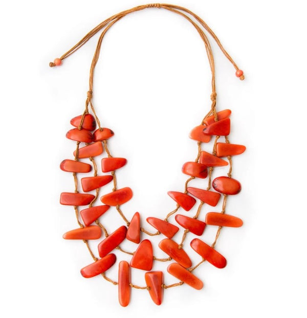 Hydra Tagua Nut Necklace| Poppy Coral