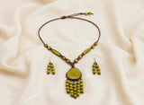 Handmade fair trade tagua necklace and earrings set, eco-friendly jewelry from Ecuador