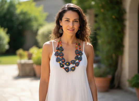 Tagua necklace and earrings set