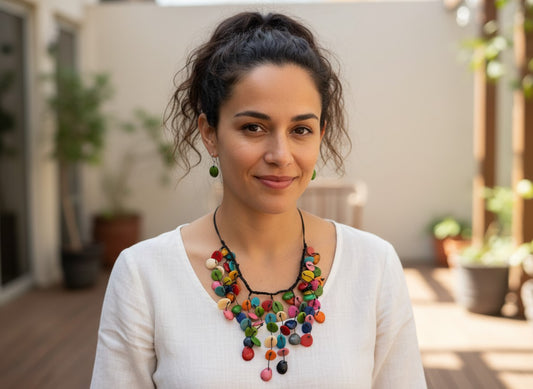 Tagua necklace and earrings set