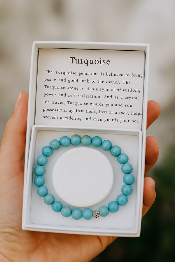 Turquoise Natural Stone Bracelet | Elastic Charm Jewelry