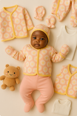 Colorful 8-piece cotton baby clothing set for newborns – made in Turkey

