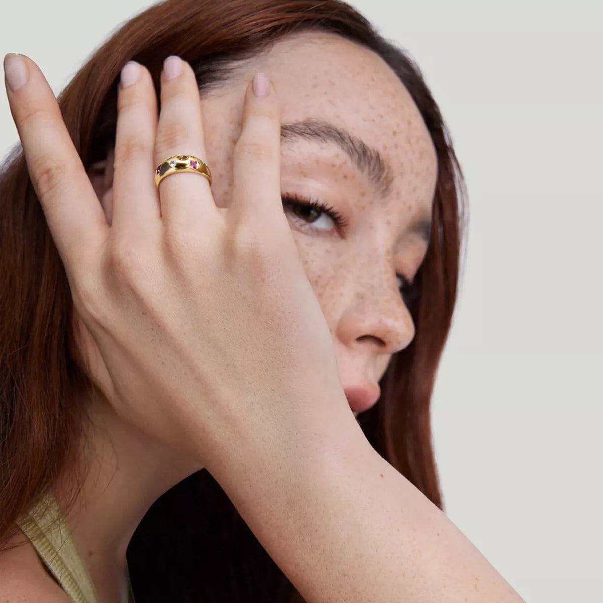 18K Gold-Plated Colorful Zircon Ring