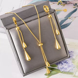 Teardrop Pendant Necklace and Earrings Jewelry Set