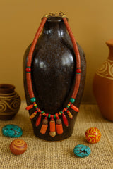 Handmade African Tribal Necklace with Antique Glass & Bronze Accents