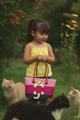 Playful Small Cat Basket – Fair Trade Handwoven Basket