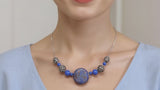 One-of-a-Kind Sterling Silver chain with Handmade Blue Glass Beads & Silver-Plated Accent Beads