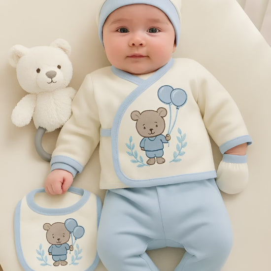 5-Piece Baby Set Bear & Balloon Design