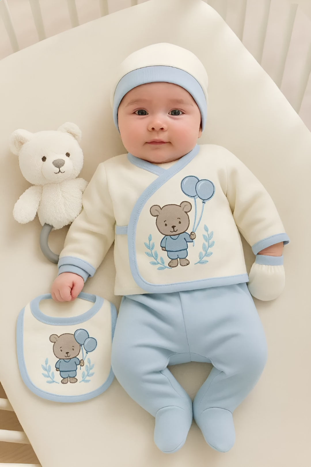 5-Piece Baby Set Bear & Balloon Design
