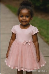 Elegant girls cotton dress – soft stretchy fabric, perfect for Easter or special occasions

