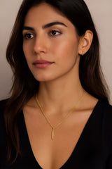 PVD Gold-Plated Necklace with Cubic Zirconia Pendant