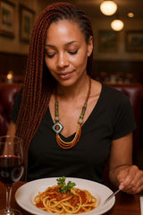 Handmade African Necklace – Recycled Glass & Bronze Elegance